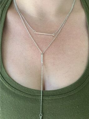 New FRANCESCAS Sterling Silver Signature Necklace NWT Multi strand Lariat Dangle